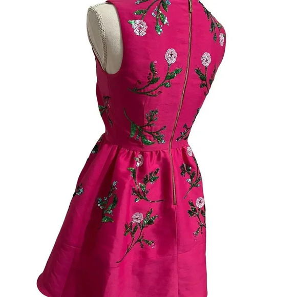 Kate Spade Fit and Flare Floral Embellished Pink Women's Dress Size 00 - Picture 7 of 16